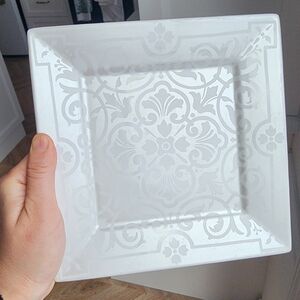 222 Fifth Astoria Platinum Porcelain Serving Plate 8"